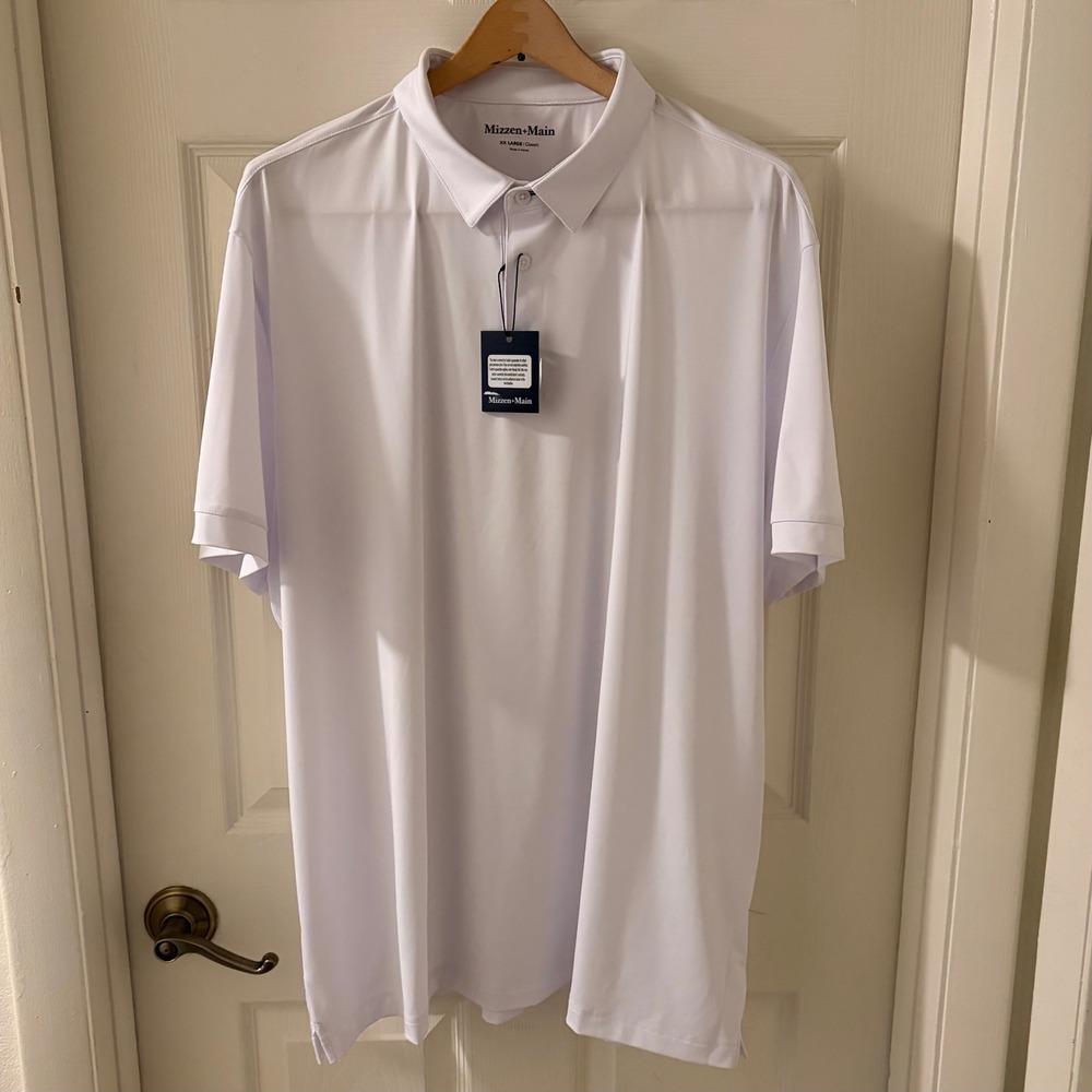 Mizzen Main Versa Polo Shirt Mens XXL Classic Fit White Short Sleeve Golf NWT
